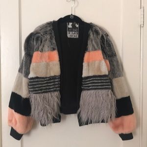 Gray / Blush Faux Fur jacket. Size Medium/Large
